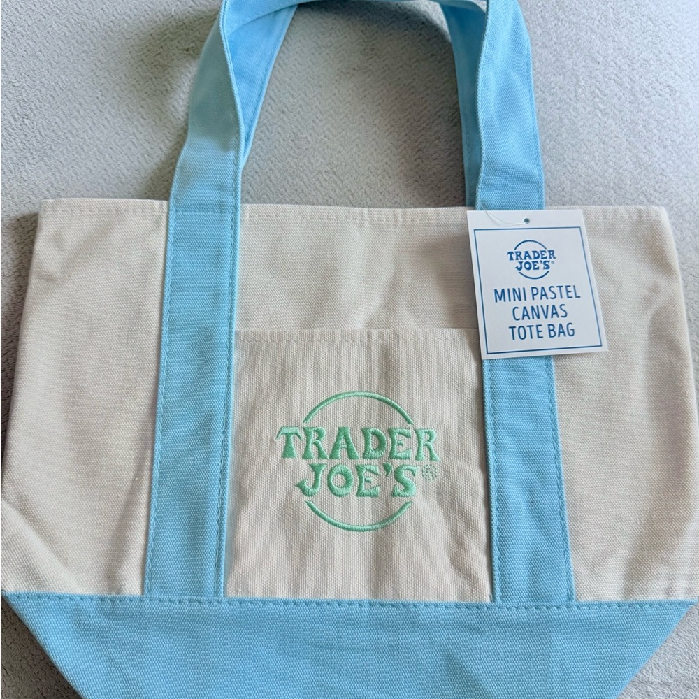 Blue and Cream Canvas Tote Bag